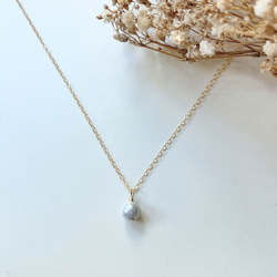『Creema10周年』14kgf genuine pearl アコヤパール 真珠（ネックレス）ブルーグレー 3枚目の画像