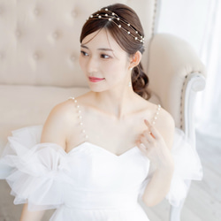 MA195ウェディング ナチュラル ヘッドドレス　カチューシャ ブライダル ヘアアクセサリー 結婚式 前撮り 卒業式 6枚目の画像