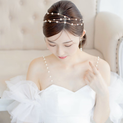 MA195ウェディング ナチュラル ヘッドドレス　カチューシャ ブライダル ヘアアクセサリー 結婚式 前撮り 卒業式 4枚目の画像