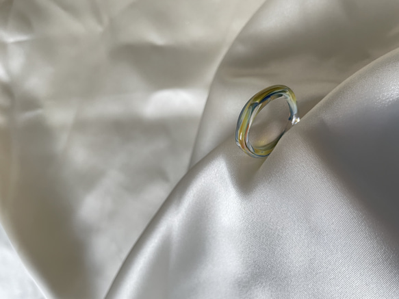 ニュアンス　リング　ガラスリング　指輪　耐熱ガラス　ハンドメイドアクセサリー 6枚目の画像