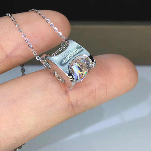 3カラット】輝く モアサナイト ダイヤ ネックレス K18WG ネックレス  