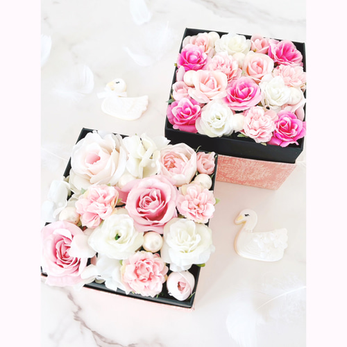 ウエディング フラワーボックス ふんわりピンクのフラワーボックス フラワーギフト ウエディングギフト