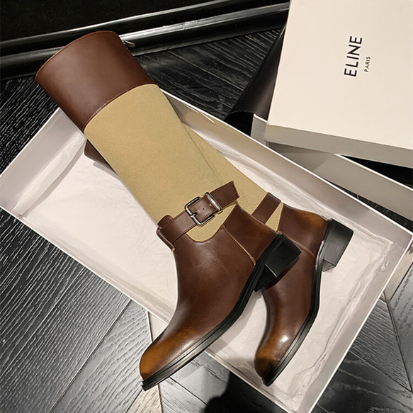 秋冬女式真皮鞋時尚鞋舒適靴子 22 公分-24.5 公分 2 色 #878⭐免運費⭐ 第9張的照片