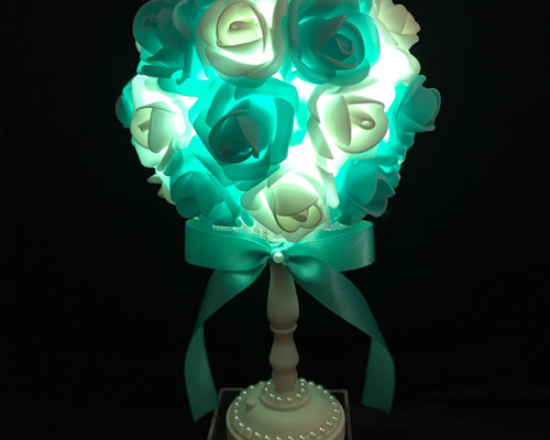 ティファニーブルー ブーケ 薔薇 バラ アンティーク調ライト 間接照明