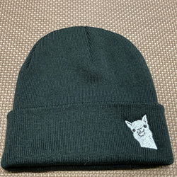 アルパカのワンポイント刺繍入りニット帽子 ニット帽・ビーニー さー