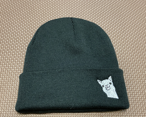 アルパカのワンポイント刺繍入りニット帽子 ニット帽・ビーニー さー