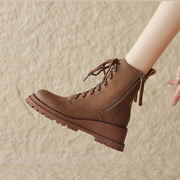 秋冬女式真皮鞋鞋舒適短靴低跟加毛內裡OK22cm~24.5cm#879⭐免運費⭐ 第4張的照片