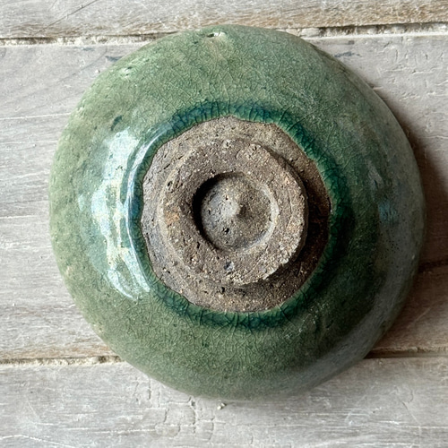 灰釉茶碗 092 夏茶碗 抹茶茶碗 手びねり 陶器 緑 貫入 茶碗・めし碗 咲