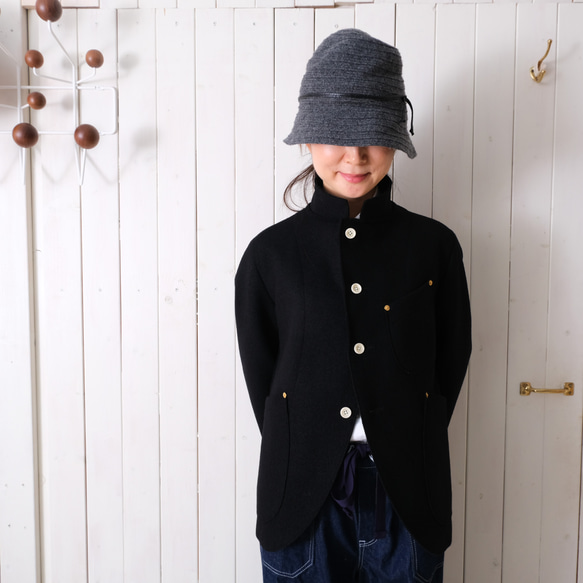 wool knit cut-off jacket * black * 第8張的照片