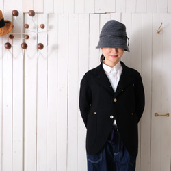 wool knit cut-off jacket * black * 第1張的照片