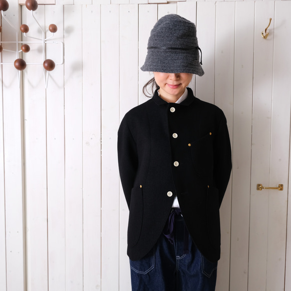 wool knit cut-off jacket * black * 第6張的照片