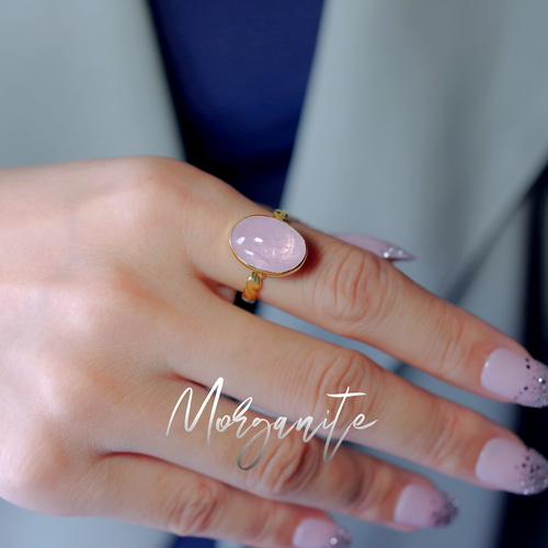 New ☆新作 ☆『Morganite』☆天然石リングsilver925 + k18 