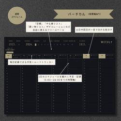 【12月始まり】2024年デジタルプランナー『ダークモード（グリーン） ウィークリー（4タイプ）』 9枚目の画像