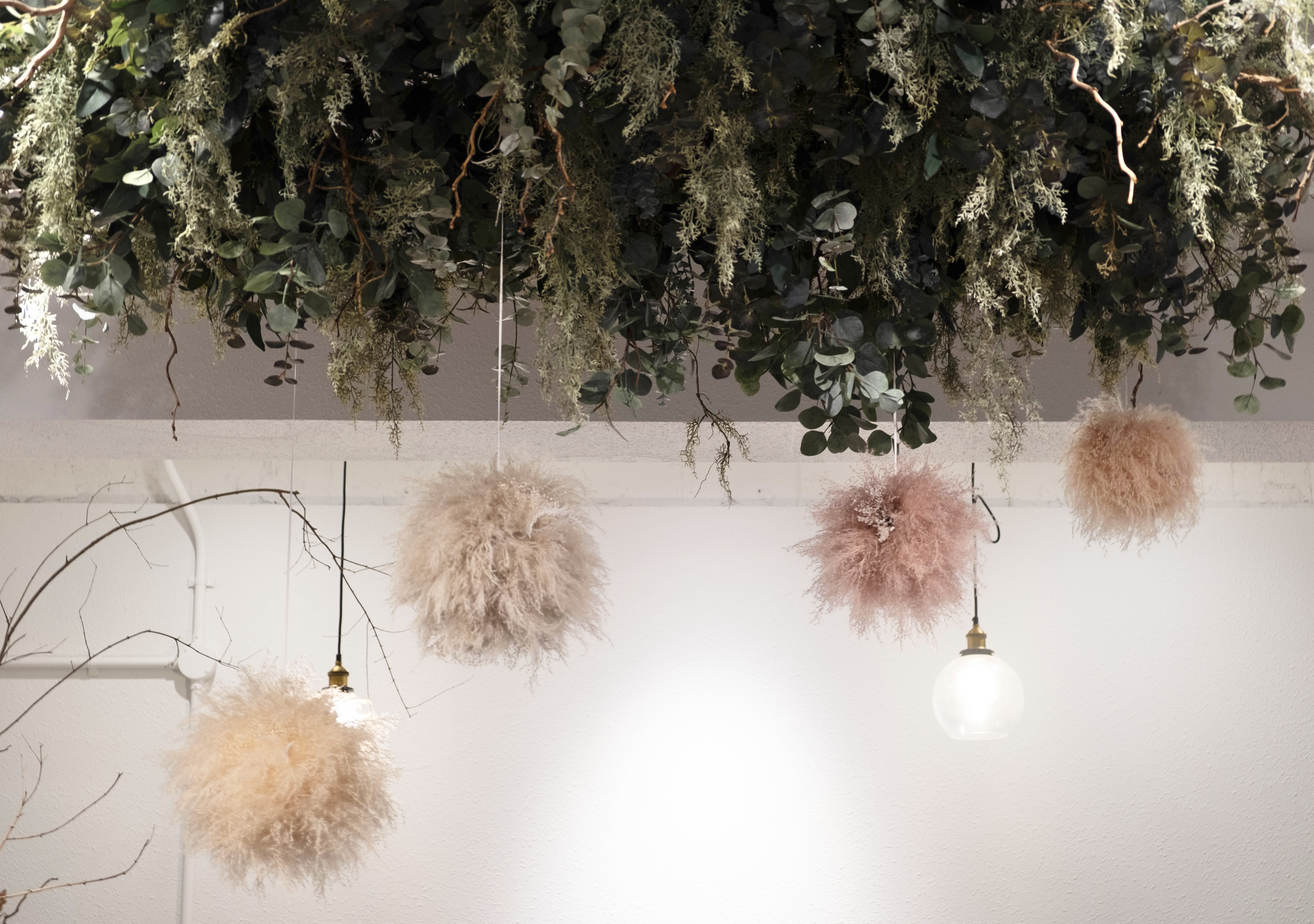 再販×8【受注生産】パンパスボール M 1個/ ベビーピンク、アッシュピンク、グレー、ホワイト /フライングボール