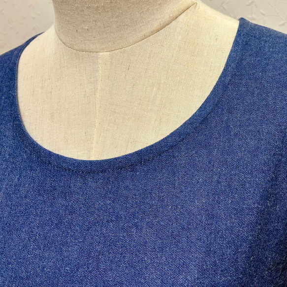 デニムで作った割烹着　程よい厚さ　しっかりしてるけど柔らかい　〜岡山県倉敷産8オンスデニム〜 7枚目の画像