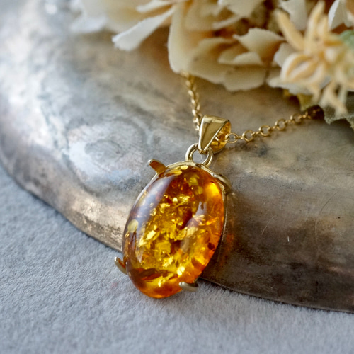 新品未使用　琥珀　ペンダントトップ　S&A jewellery design バルト海産琥珀ペンダントネックレス琥珀ジュエリー琥珀