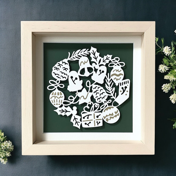 額装切り絵『XmasLine』 切り絵 nopico 通販 16854999｜Creema