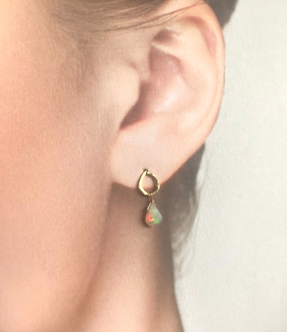 *14kgf*　Ethiopian Opal Gold Stud Earrings 【宝石質】エチオピア産ウェロオパール 15枚目の画像
