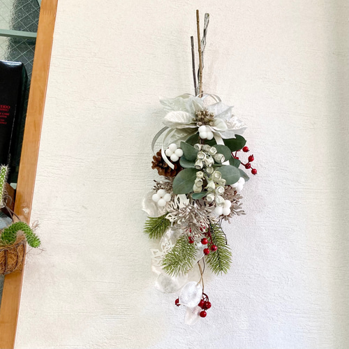 ✴︎クリスマススワッグ✴︎クリスマスリース　フラワーリース　アーティフィシャルフラワ クリスマス スワッグ リース ドアリース 玄関リース アーティ