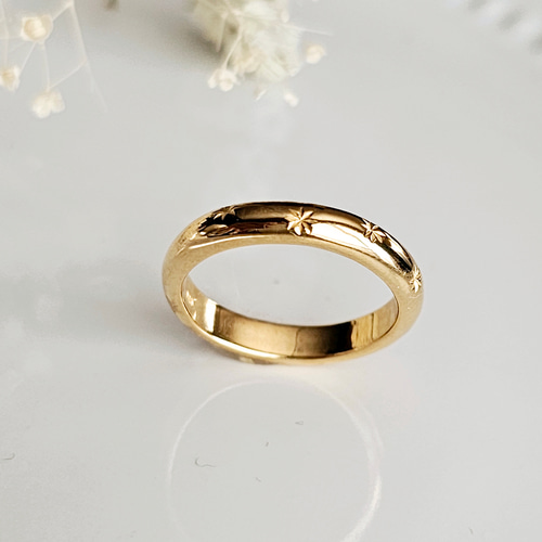 星空のリング、スターリング、星彫りシルバーリング、ペアリングにも