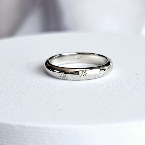 星空のリング、スターリング、星彫りシルバーリング、ペアリング