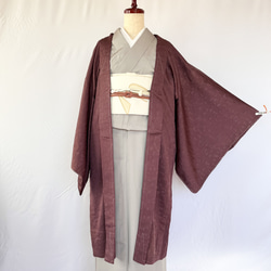 新品 正絹 単衣 女物 長羽織 小豆色 着物 haori しば田（お休み