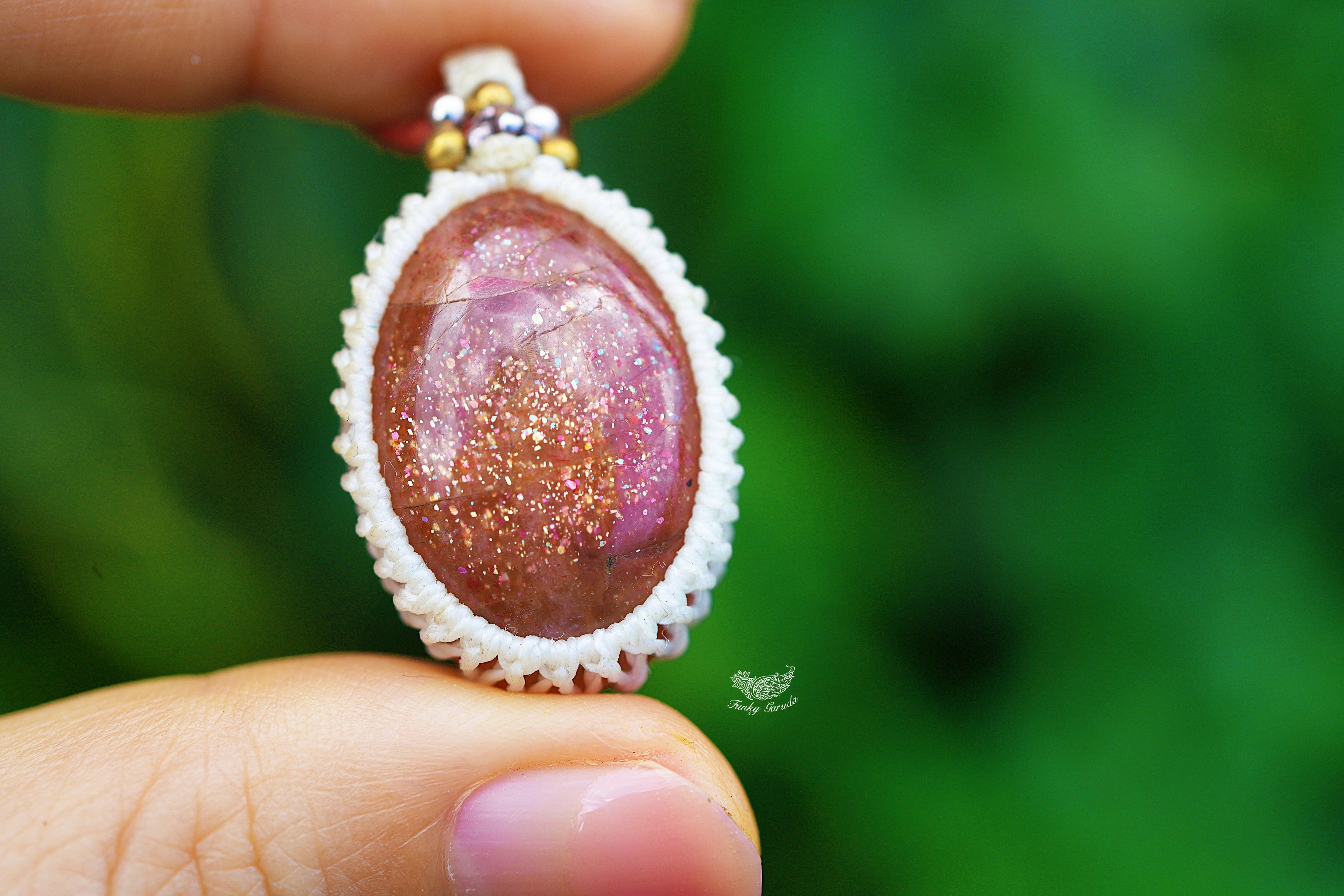 夕日の夢色★サンストーン マクラメネックレス1300