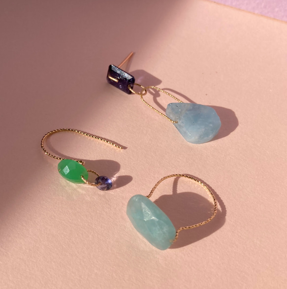 Prana secret gem ring ✴︎アイオライト✴︎アマゾナイト ⭐︎クリソプレーズ✴︎アクアマリン 10枚目の画像