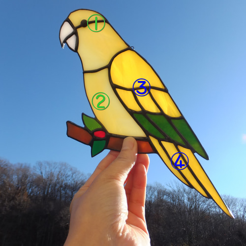 受注制作】ステンドグラス ニョオウインコ サンキャッチャー