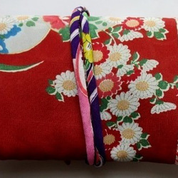 ７４７３　絞りと花柄の着物で作った和風財布・ポーチ＃送料無料 2枚目の画像