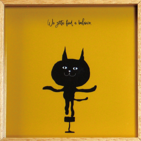 【額付き】 北欧風　ネコ　猫　絵　アート　黒猫　イラスト　「ねこのひげ　0005」 6枚目の画像