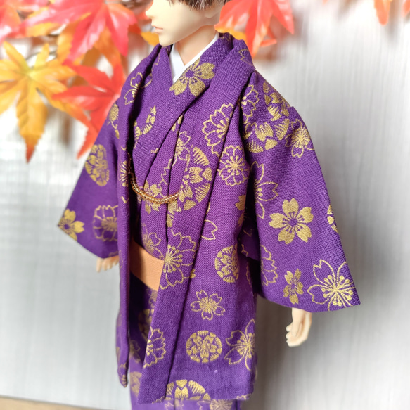 輝、花ノ紋～本紫～【28cmドール着物＆羽織り】 5枚目の画像