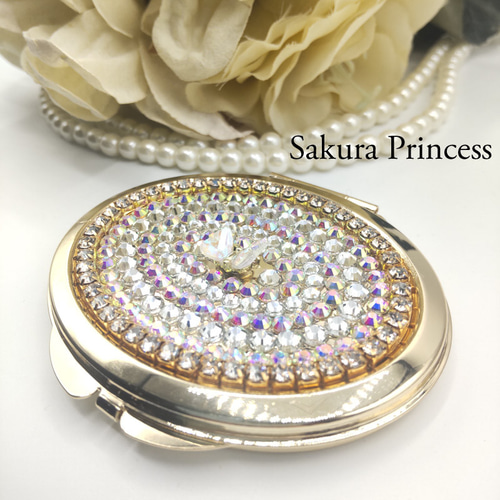 キラキラ蝶☆コンパクトミラー☆ピンクゴールド 手鏡 sakura 通販