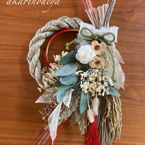 2way 取り外せるしめ縄とナチュラルスワッグ お正月ハンドメイド2024