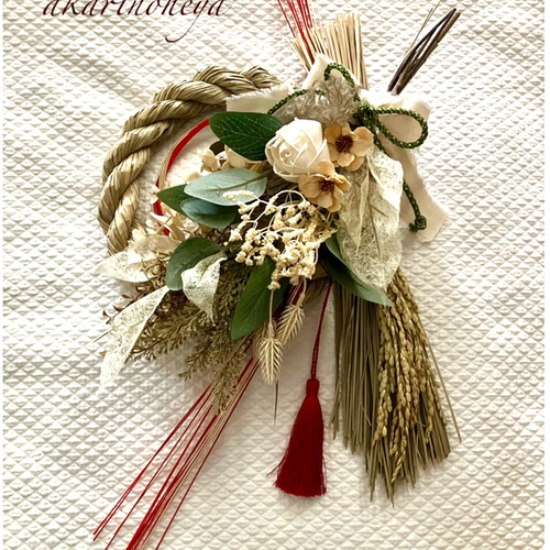 2way 取り外せるしめ縄とナチュラルスワッグ お正月ハンドメイド2024