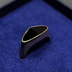 オニキスリング K18 オニキスリング ファッション Black and Yellow 18