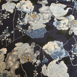 ◆半襟・半衿【唐獅子】藍 3枚目の画像