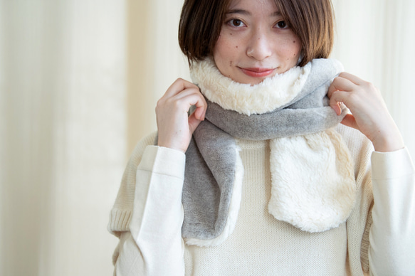 リバーシブル　Organic Cotton Furマフラー【ヤク混ファー×スーピマコットンファー】 4枚目の画像