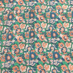 【50cm單位】綠橙藍花印地安手工版畫布料棉質 第4張的照片