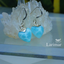 高品質★心型拋光★Larimar★ 銀耳環 1303 第1張的照片