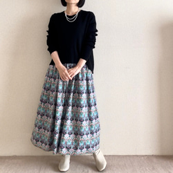 【低身長さん向け洋服】リバティ生地　ギャザースカート　（柄：アイアンシ） 9枚目の画像