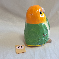 ⑬　お着替え小鳥　シロハラインコ　インコ　小鳥　インテリア　陶器小鳥　一輪挿し　置物　H728 7枚目の画像