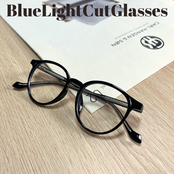 ブルーライトカットメガネ メガネ PCメガネ 伊達メガネ 度なし ブラック UNG-K-BK 1枚目の画像