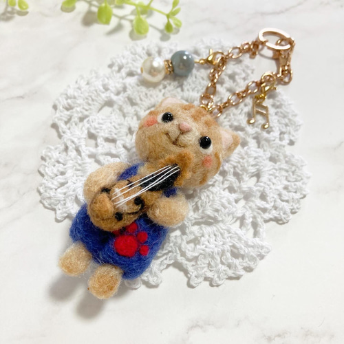バイオリン弾きの茶トラくん 羊毛フェルト ねこ 猫 ネコ バッグ バイオリン弾きの茶トラくん 羊毛フェルト ねこ 猫 ネコ バッグ