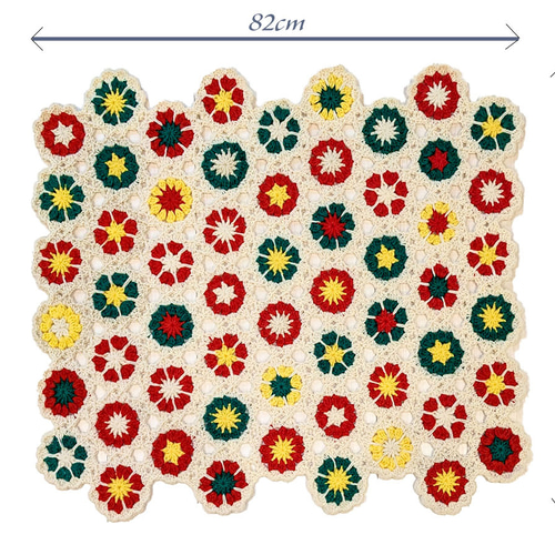 一点もの】かぎ針編み☆ウール☆マルチカバー☆クリスマス カーペット