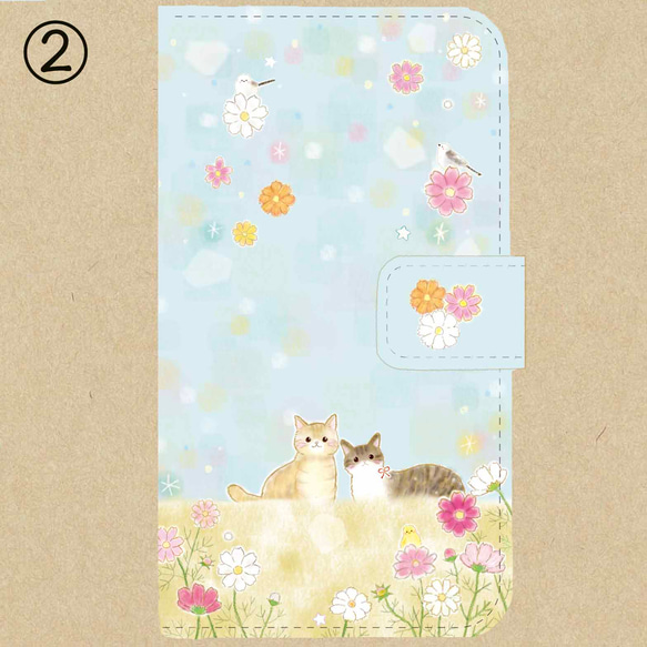 手帳型スマホケース☆ねこ✳︎シマエナガ✳︎ひよこ✳︎秋桜✩送料無料 4枚目の画像