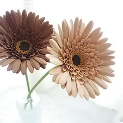 【實體限定】❁黏土花非洲菊2朵套裝，黑芯淺棕色、深棕色、室內花、斯堪的納維亞室內花❁ 第5張的照片