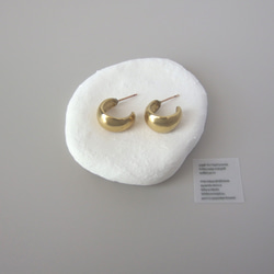 月貝殼圈形耳環/金黃銅 14KGF 第4張的照片