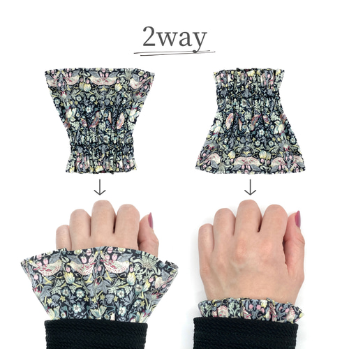 つけ袖 フリル袖 リバティ 2way マロリー maroly 付け袖 カフス 重ね着