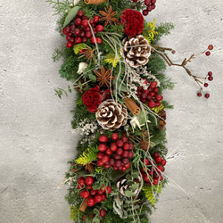 受注制作】赤い実のフレッシュクリスマスガーランド:ドライフラワー